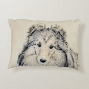 Shetland Sheepdog Painting - Cute Original Dog Art Decorative Pillow