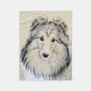 Shetland Sheepdog Painting - Cute Original Dog Art Fleece Blanket