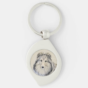 Shetland Sheepdog Painting - Cute Original Dog Art Keychain