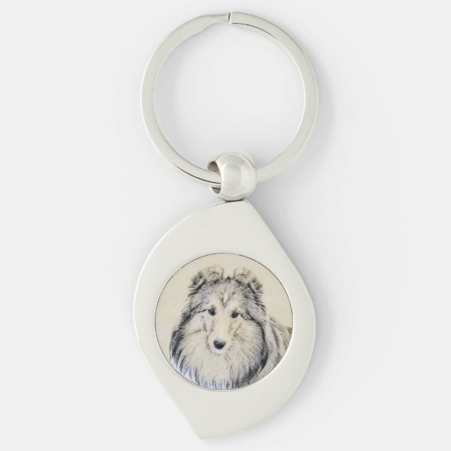 Shetland Sheepdog Painting - Cute Original Dog Art Keychain (Front)