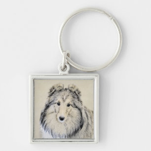 Shetland Sheepdog Painting - Cute Original Dog Art Keychain