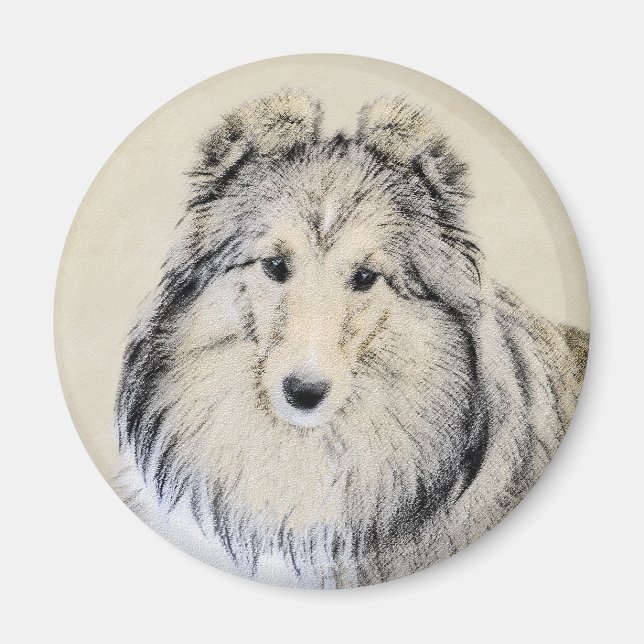 Shetland Sheepdog Painting - Cute Original Dog Art Magnet (Front)