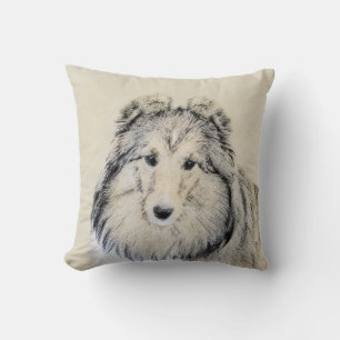 Shetland Sheepdog Painting - Cute Original Dog Art Throw Pillow