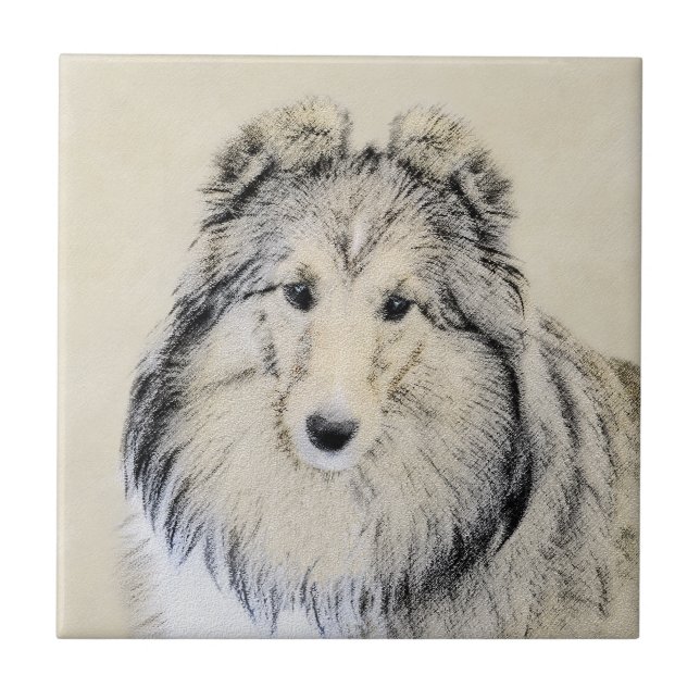 Shetland Sheepdog Painting - Cute Original Dog Art Tile (Front)