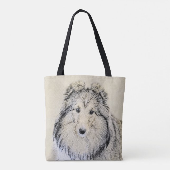 Shetland Sheepdog Painting - Cute Original Dog Art Tote Bag (Back)