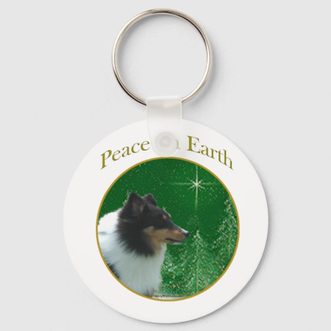 Shetland Sheepdog Peace Keychain (Front)