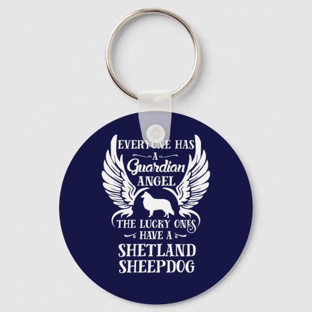 Shetland Sheepdog pet dog guardian angel Keychain (Front)