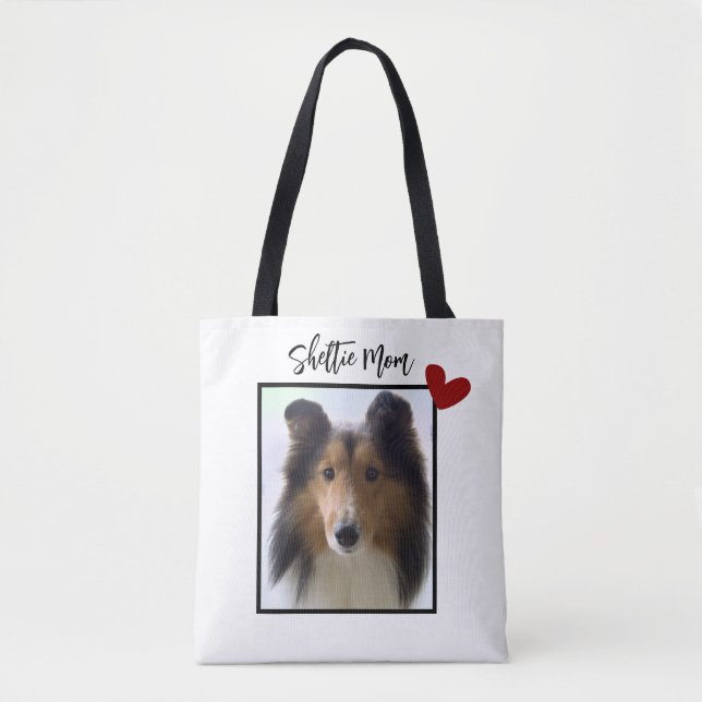 Shetland Sheepdog Photo Sheltie Mom Tote Bag (Front)