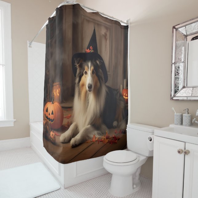 Shetland Sheepdog Pumpkins Halloween Scary  (In Situ)