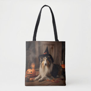 Shetland Sheepdog Pumpkins Halloween Scary  Tote Bag