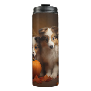 Shetland Sheepdog Puppy Autumn Delight Pumpkin  Thermal Tumbler