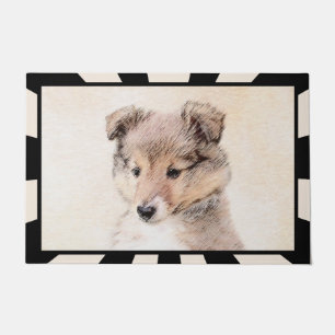 Shetland Sheepdog Puppy Painting Original Dog Art Doormat