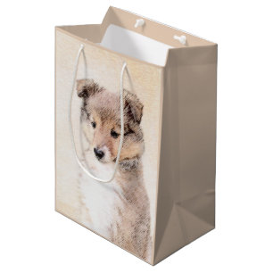 Shetland Sheepdog Puppy Painting Original Dog Art Medium Gift Bag