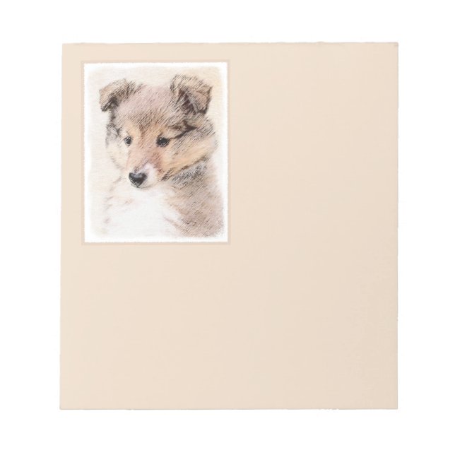 Shetland Sheepdog Puppy Painting Original Dog Art Notepad (Front)