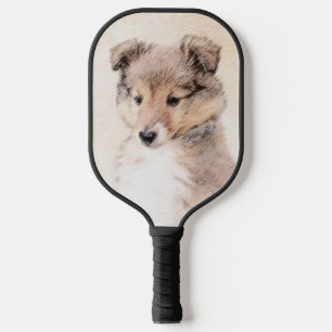 Shetland Sheepdog Puppy Painting Original Dog Art Pickleball Paddle