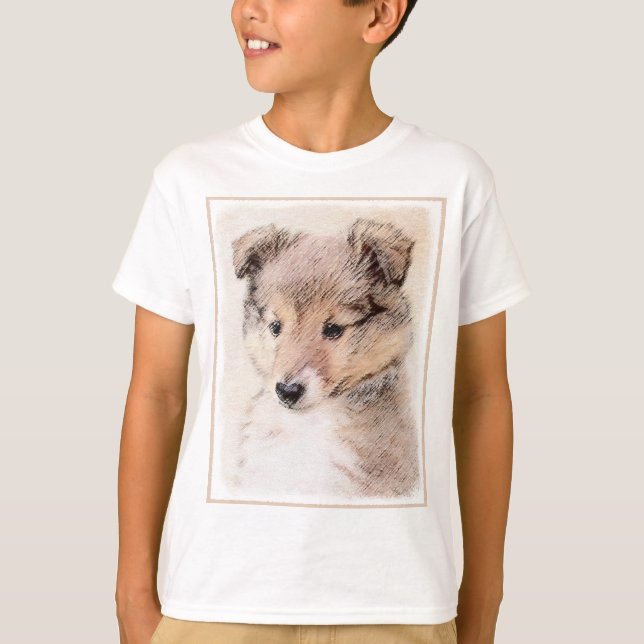 Shetland Sheepdog Puppy Painting Original Dog Art  T-Shirt (Front)