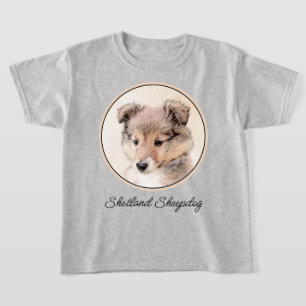 Shetland Sheepdog Puppy Painting Original Dog Art T-Shirt