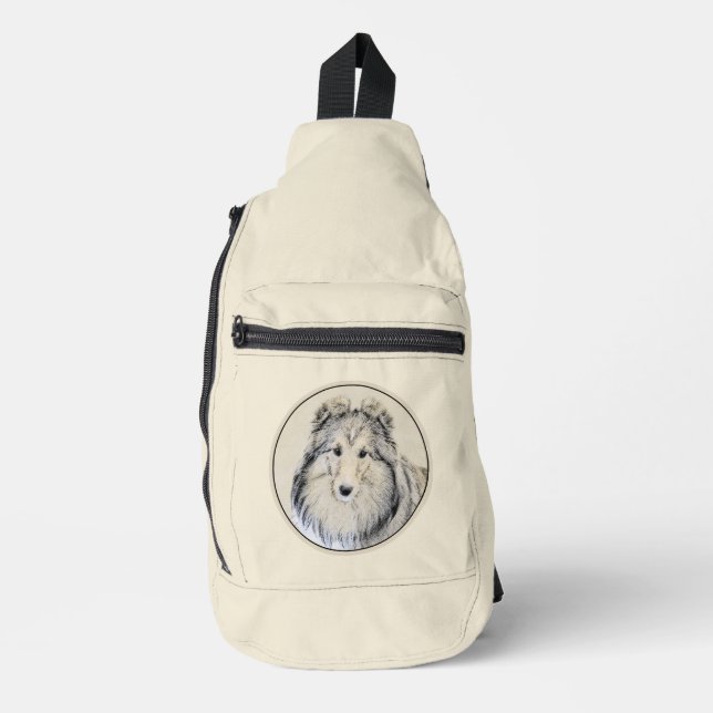 Shetland Sheepdog Puppy Painting Sheltie Dog Art Sling Bag (Front)