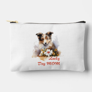 Shetland Sheepdog Puppy Pet Watercolor Flower Accessory Pouch