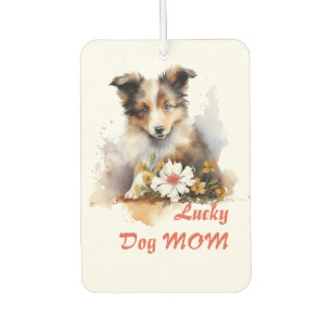 Shetland Sheepdog Puppy Pet Watercolor Flower Air Freshener