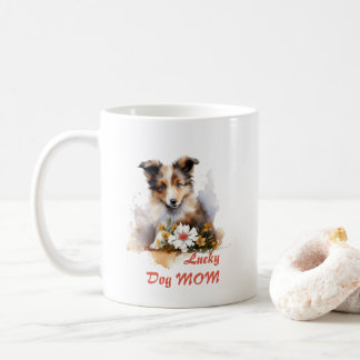 Shetland Sheepdog Puppy Pet Watercolor Flower Coffee Mug