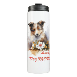 Shetland Sheepdog Puppy Pet Watercolor Flower Thermal Tumbler