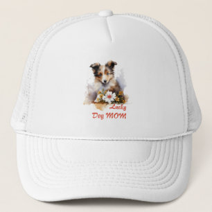 Shetland Sheepdog Puppy Pet Watercolor Flower Trucker Hat