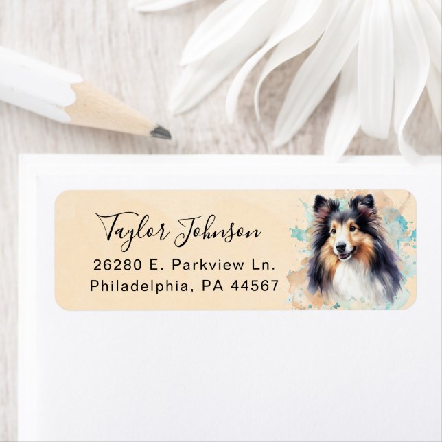 Shetland Sheepdog Return Address Label (Insitu)