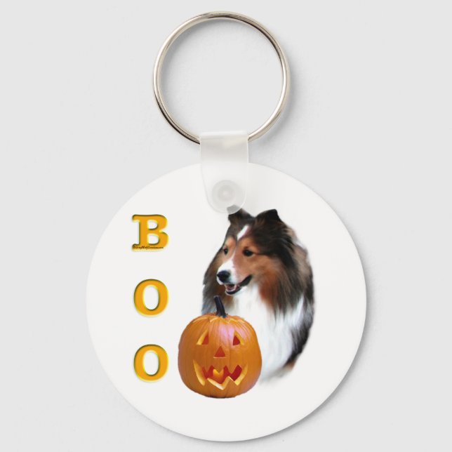 Shetland Sheepdog (sable) Boo Keychain (Front)