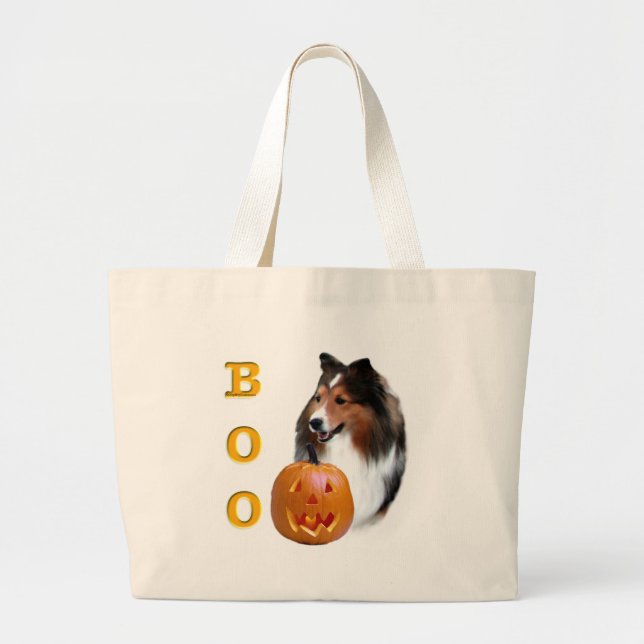 Shetland Sheepdog (sable) Boo Large Tote Bag (Front)
