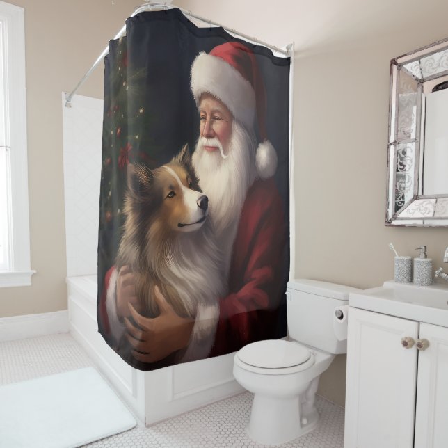 Shetland Sheepdog Santa Claus Festive Christmas (In Situ)