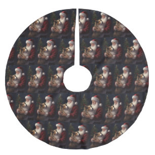 Shetland Sheepdog Santa Claus Festive Christmas Brushed Polyester Tree Skirt