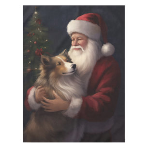 Shetland Sheepdog Santa Claus Festive Christmas Tablecloth