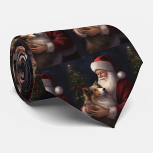 Shetland Sheepdog Santa Claus Festive Christmas Tie