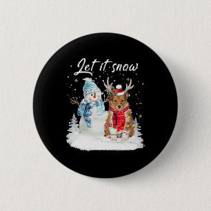 Shetland Sheepdog Santa Dog Christmas Snowman Xmas 2 Inch Round Button