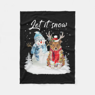 Shetland Sheepdog Santa Dog Christmas Snowman Xmas Fleece Blanket