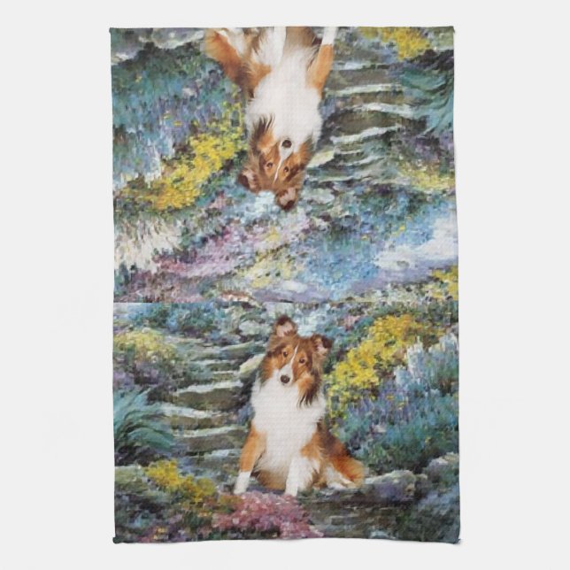 Shetland Sheepdog Sheltie Art Gifts Kitchen Towel (Vertical)
