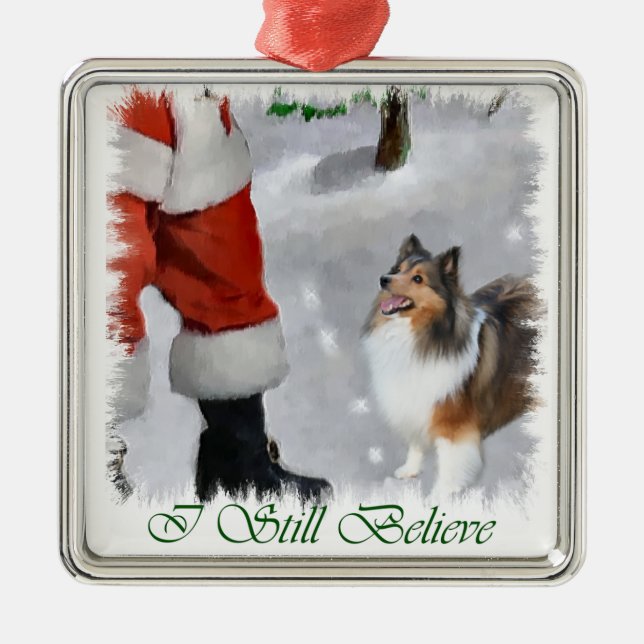 Shetland Sheepdog Sheltie Christmas Gifts Metal Ornament (Front)