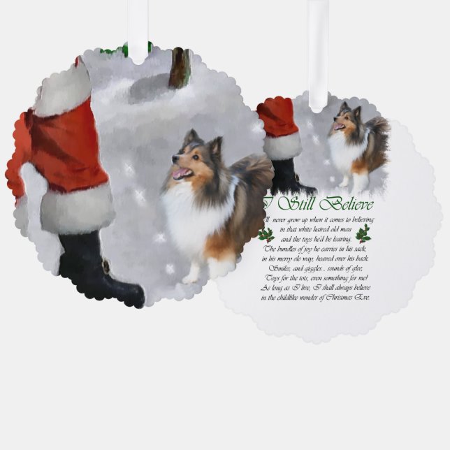 Shetland Sheepdog Sheltie Christmas Gifts Ornament Card (Front/Back)