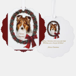 Shetland Sheepdog Sheltie Christmas  Ornament Card