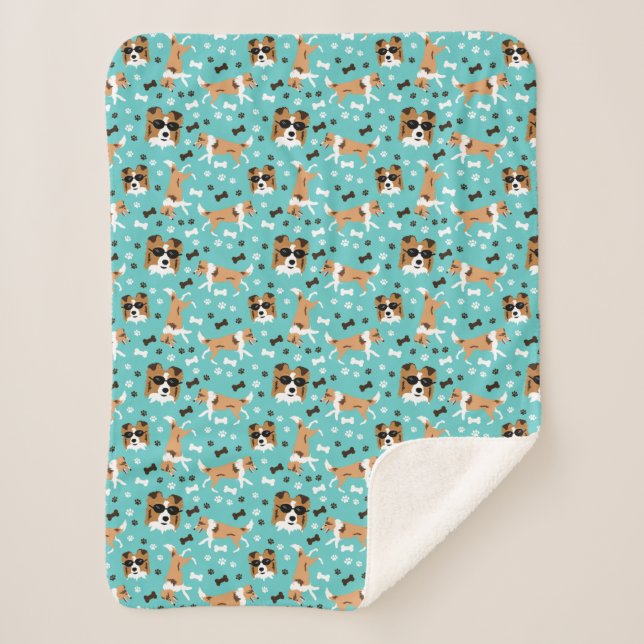 Shetland Sheepdog Sheltie Dog Pattern Sherpa Blank Sherpa Blanket (Front)