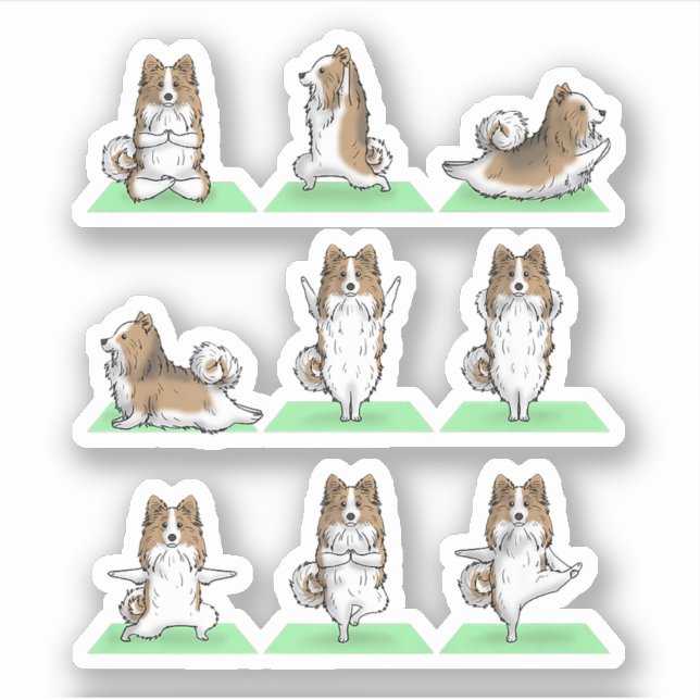 Shetland Sheepdog Sheltie Dog Yoga Pose Workout Ex (Front)