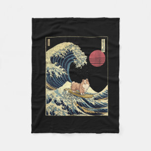 Shetland Sheepdog Sheltie Japanese Kanagawa Wave F Fleece Blanket