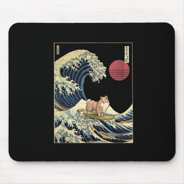 Shetland Sheepdog Sheltie Japanese Kanagawa Wave F Mouse Pad (Front)