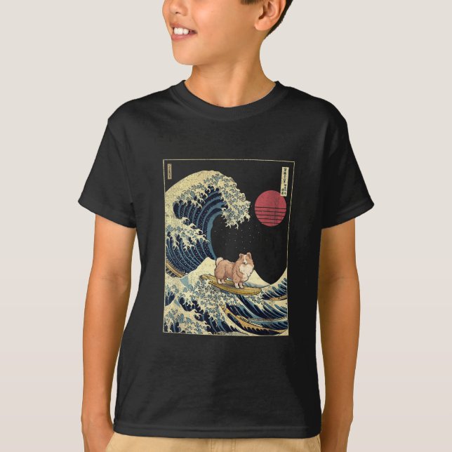 Shetland Sheepdog Sheltie Japanese Kanagawa Wave F T-Shirt (Front)