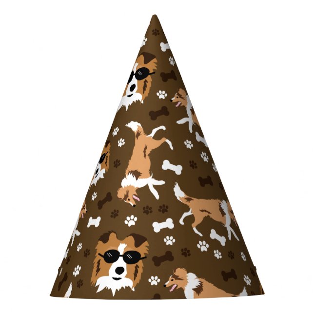 Shetland Sheepdog Shelties Pawprint Pattern Party  Party Hat (Front)