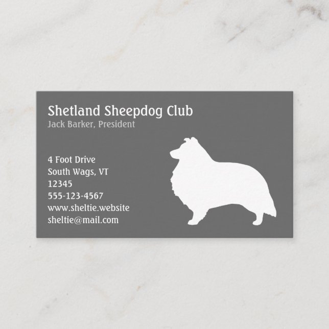 Shetland Sheepdog Silhouette Business Card (Front)