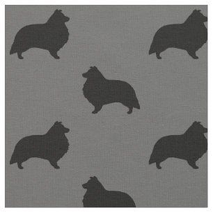 Shetland Sheepdog Silhouettes Pattern Fabric