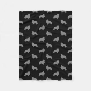 Shetland Sheepdog Silhouettes Pattern Fleece Blanket