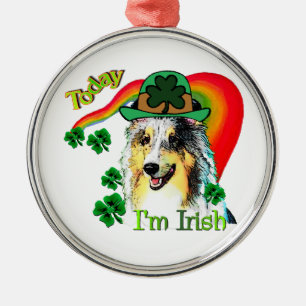 Shetland Sheepdog St Patricks Metal Ornament